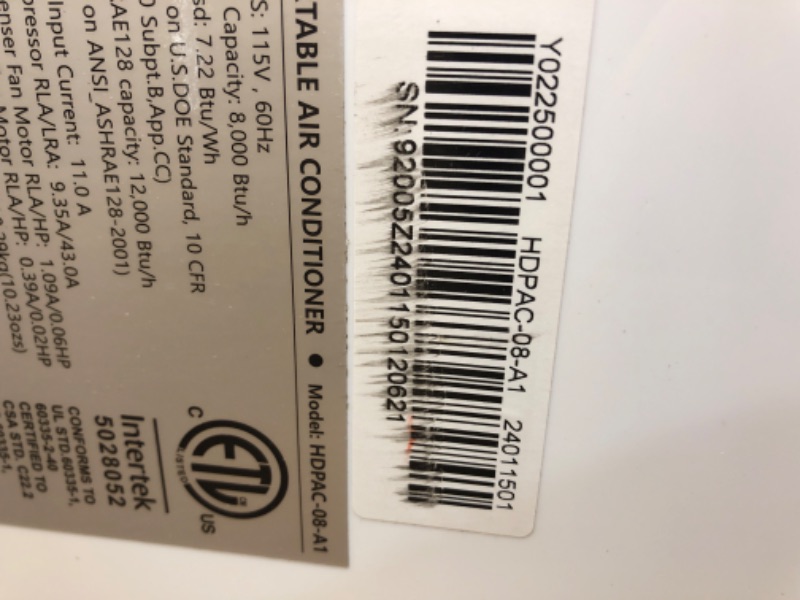 Photo 5 of **NONREFUNDABLE**FOR PARTS OR REPAIR**SEE NOTES**
12000 BTU Portable Air Conditioners with Remote Control, 3-in-1 Free Standing Cooling AC Unit with Fan & Dehumidifier, Cools Room up to 500 sq.ft, Smart/Sleep Mode,3 Speed,Auto Swing