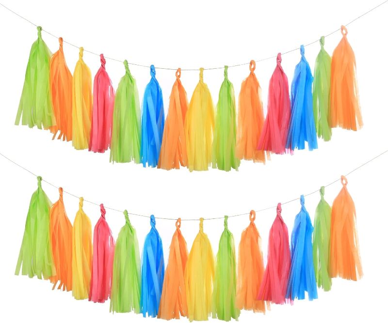 Photo 1 of ***2-PACK BUNDLE**
25 PCS Fiesta Paper Tassel Garland Paper Banner DIY Hanging Paper Decoration Party Garland Streamers for Wedding, Birthday Celebration Party Decor and Outdoor Decor