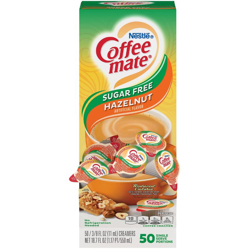 Photo 1 of ***(EXP: JUL 2024 )NONREFUNDABLE***Coffee mate NES98468 Sugar Free, Hazelnut, Liquid Creamer, .375oz, 50/Box
