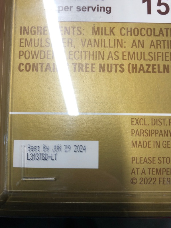 Photo 2 of ***(EXP:JUN 2024 )NONREFUNDABLE***
Ferrero Rocher Fine Hazelnut Milk Chocolate, Perfect Valentine's Day Gift, 42 Count, Chocolate Valentine's Day Candy Gift Box, 18.5 oz