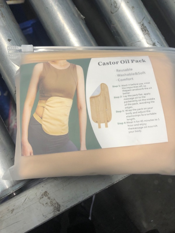 Photo 2 of ***SET OF TWO***2 Pack Castor Oil Pack Wrap, Reusable Organic Castor Oil Pack Kit, Castor Oil Packs with Adjustable Elastic Strap Bamboo Cotton Machine Washable Anti Oil Leak (Khaki)