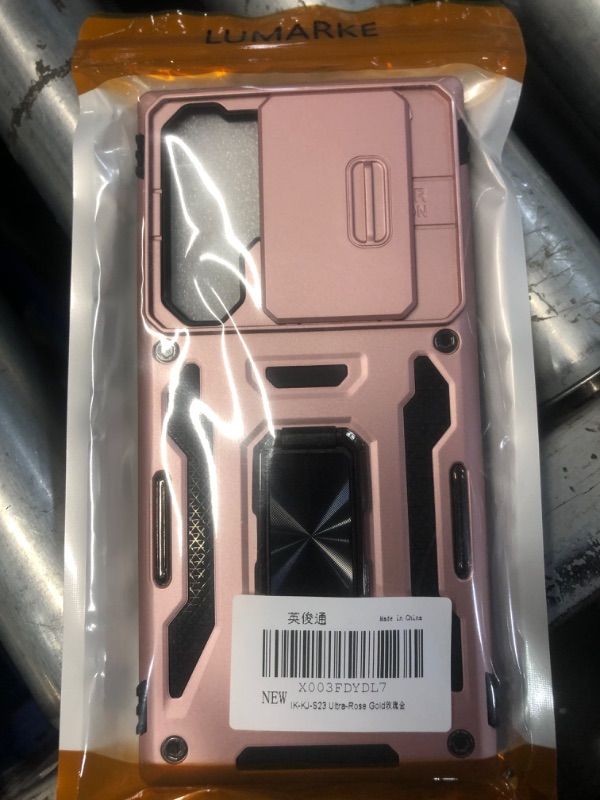 Photo 2 of ***SET OF TWO*** IKAZZ for Galaxy S23 Ultra Case with Camera Cover,Pass 16ft Drop Test Military Grade Shockproof Protective Phone Case with Kickstand for Samsung Galaxy S23 Ultra Rose Gold Samsung Galaxy S23 Ultra(Large 6.8'') Rose Gold