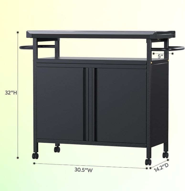 Photo 1 of ***STOCK PHOTO REFERENCE ONLY***SIMLIAR ITEM**
Outdoor Grill Cart with Storage on Wheels - 32 "H Outdoor Grill Table,Stainless Steel Top,Black (Hooks Not Included)