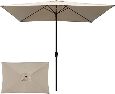 Photo 1 of ***STOCK PHOTO REFERENCE ONLY***
10 ft Rectangular Patio Umbrella, Outdoor Table Umbrella with Hand Crank, Rust-Resistant Frame, 6 Steel Ribs Beige