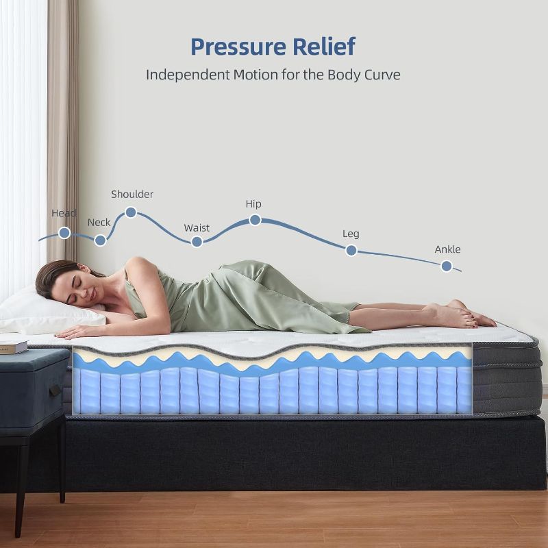 Photo 4 of (READ FULL POST) GOJEF- Queen Size Mattress, 10 Inch Memory Foam Mattress, Hybrid Mattress in a Box with Independent Spring, Soft 