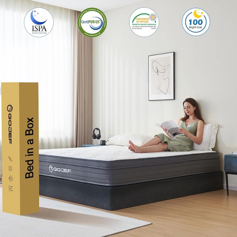 Photo 4 of (READ FULL POST) GOJEF- Queen Size Mattress, 10 Inch Memory Foam Mattress, Hybrid Mattress in a Box with Independent Spring, Soft and Comfortable Medium Firm Mattress, Pressure Relief, CertiPUR-US Certified
