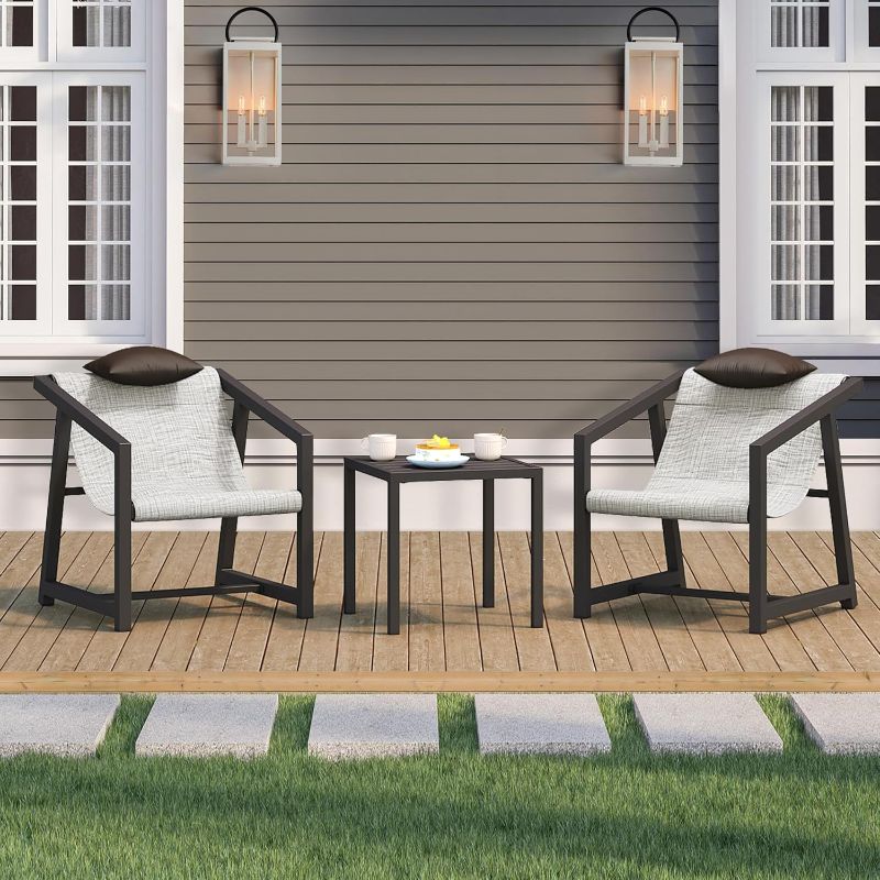 Photo 1 of ***USED - MISSING HARDWARE - OTHER PARTS LIKELY MISSING AS WELL***
YITAHOME 3 Piece Patio Bistro Set, Outdoor Table and Chairs Textile Furniture with Pillows, Front Porch 