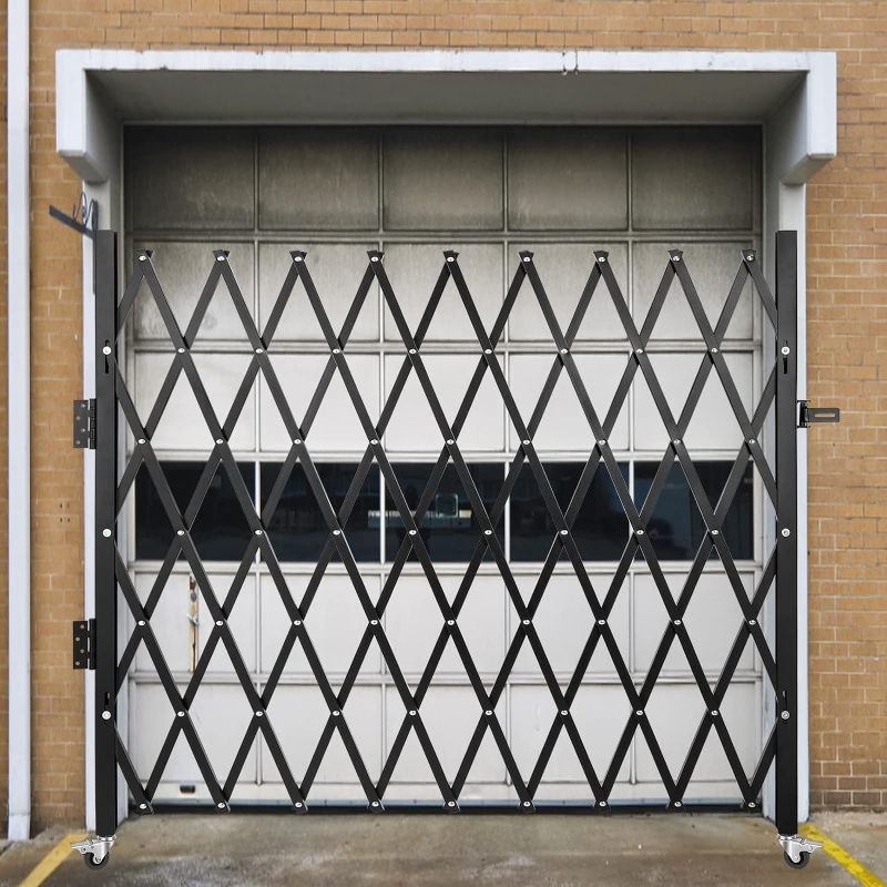 Photo 1 of (read clerk notes) VEVOR Single Folding Security Gate, 87" H x 85" W Folding Door Gate, Steel Accordion Security Gate, Flexible Expanding 