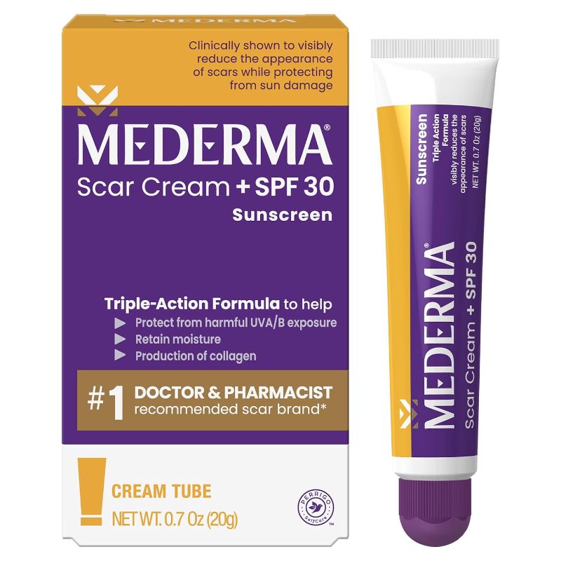 Photo 1 of ***NON REFUNDABLE*** Mederma Scar Cream Plus SPF 30, Sunscreen, Protects from Sun Damage, Reduces the Appearance of Scars, 0.7 Ounce, 20 grams (Packaging May Vary)
