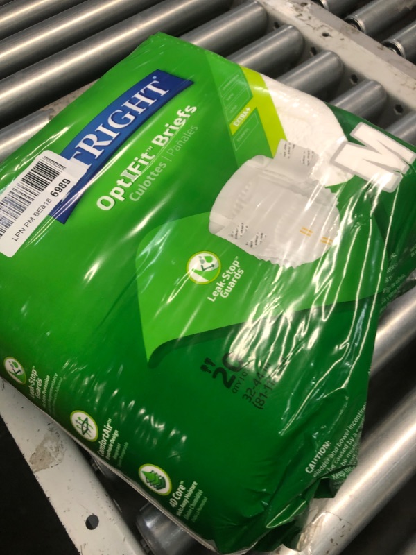 Photo 2 of ***FACTORY SEALED***Medline FitRight OptiFit Extra+ Adult Diapers with leak stop guards, Disposable Incontinence Briefs with Tabs, Moderate Absorbency, Medium, 32"-44", 20 Count Medium (20 Count)