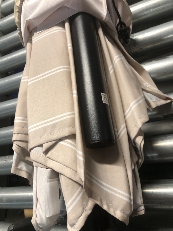 Photo 3 of ***STOCK PHOTO REFERENCE ONLY***
allen + roth 9-ft Aluminum Tan Striped Auto-tilt Market Patio Umbrella with Lights