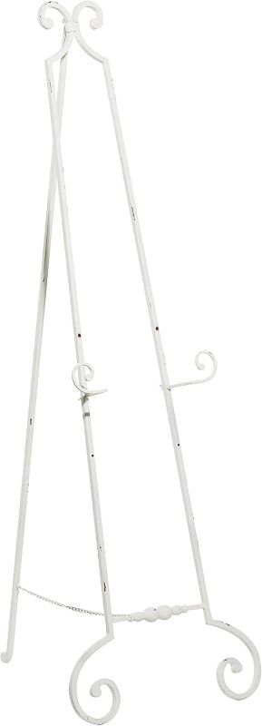 Photo 1 of ***STOCK PHOTO REFERENCE ONLY***
Deco 79 Metal Scroll Display Easel Large Adjustable 3 Tier Floor Standing Easel with Chain Support, 20" x 27" x 61", Silver