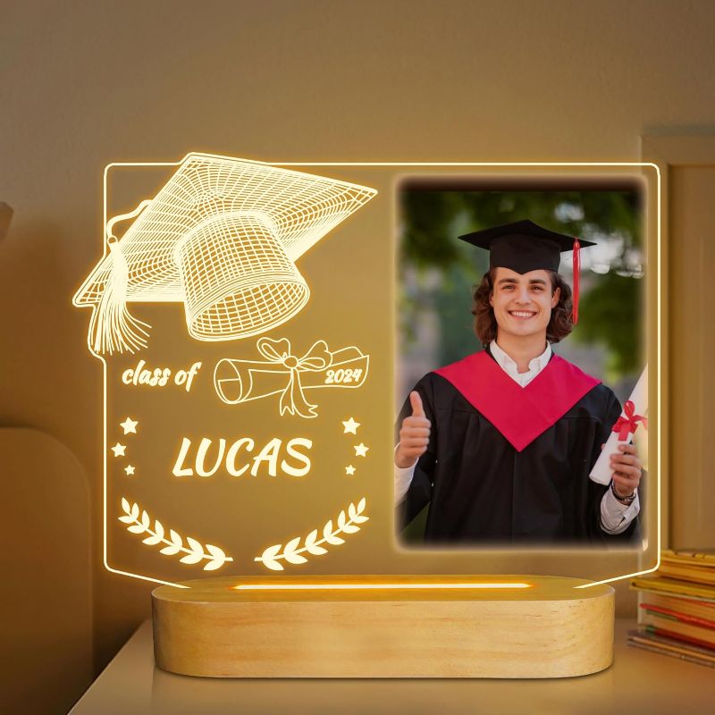 Photo 1 of ***STOCK PHOTO REFERENCE ONLY***
Light up Picture Frame, Attivolife Gradutaion Customization 4x6 Inches Acrylic Photo Frame with LED Night Light 