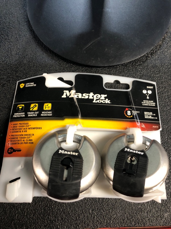 Photo 2 of ***MISSING KEY***Heavy Duty Outdoor Shrouded Padlock with Key, 2-3/4 in. Wide, 2 Pack
