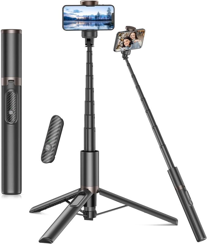 Photo 1 of **NON-REFUNDABLE, MISSING PARTS** TONEOF Travel 60" Selfie Stick Tripod,All-in-1 Extendable Cell Phone Tripod Stand with Integrated Remote,360° Rotate Lightweight & Portable Tripod for 4-7 Inch iPhone/Android/Video Recording/Travel
