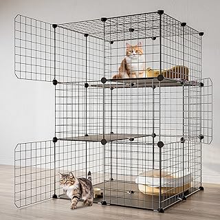 Photo 1 of 3-Tier Cat Cage Indoor Enclosure DIY Cat Playpen Catio Detachable Metal Wire Kennels 2Lx2Wx3H Crate Large Exercise Place Ideal for 1-2 Cats, Black
 
