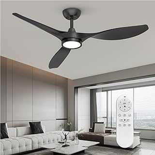 Photo 1 of (READ FULL POST) Ceiling Fans with Lights and Remote, 52 Inch Large Airflow Indoor Ceiling Fans with Quiet DC Motor and 3 Colour Temperature Black Noiseless Attractive Design ABS Blades