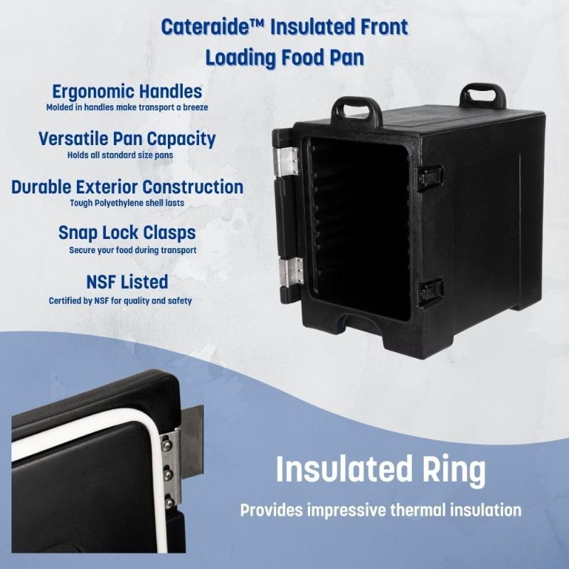 Photo 6 of (READ FULL POST) Carlisle FoodService Products Cateraide Insulated Front Loading Food Pan Carrier with Handles for Catering, Events, and Restaurants, Plastic, 5 Full Pans, Black 5 Pans Black