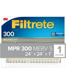 Photo 1 of **bent**Filtrete 24-in W x 24-in L x 1-in MERV 5 300 MPR Basic Dust and Lint Electrostatic Air Filter (3-Pack)
