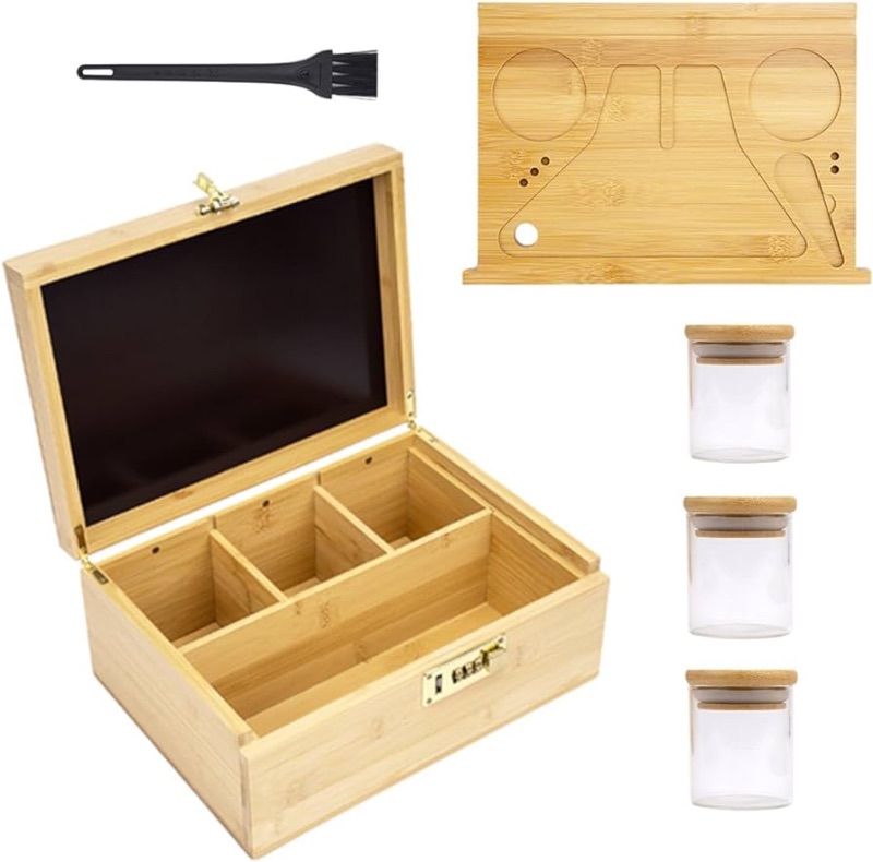 Photo 1 of  Large Bamboo Box with Combination Lock Decorative Box 