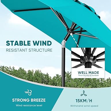 Photo 1 of ***DAMAGED - ALL RIBS BROKEN***
Tempera Patio Market Outdoor Table Umbrella with Auto Tilt and Crank,Large Sun Umbrella with Sturdy Pole&Fade resistant canopy,Easy to set