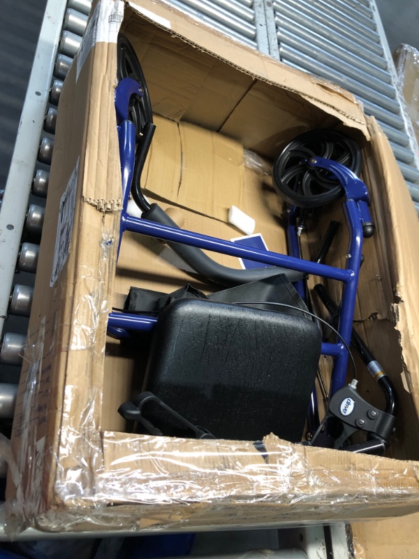 Photo 3 of ***USED - LIKELY MISSING PARTS - UNABLE TO VERIFY FUNCTIONALITY***
Drive Medical 10257BL-1 4 Wheel Rollator Walker With Seat, Steel Rolling Walker, Height Adjustable, 7.5" Wheels, Removable Back Support, 300 Pound Weight Capacity, Blue