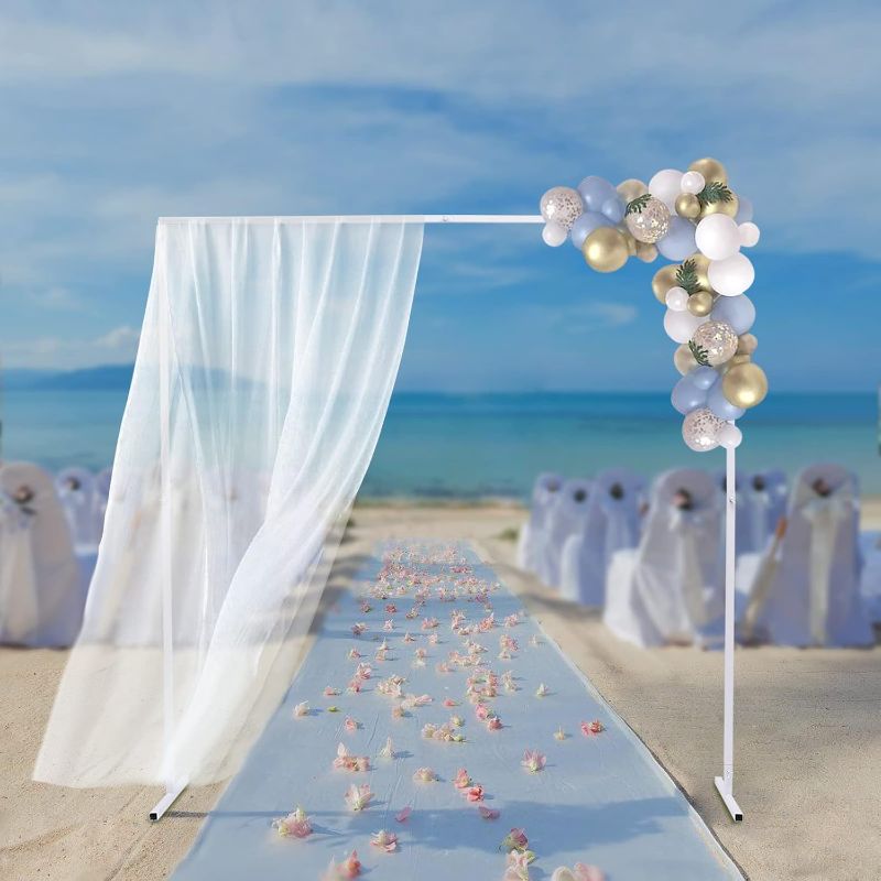 Photo 1 of 6.6FT x 6.6FT Backdrop Stand White Square Wedding Arches Rectangular Metal Balloon Arch Stand Kit Garden Floral Square Arch Frame for Wedding Anniversary Birthday Party Decoration Home Decor
