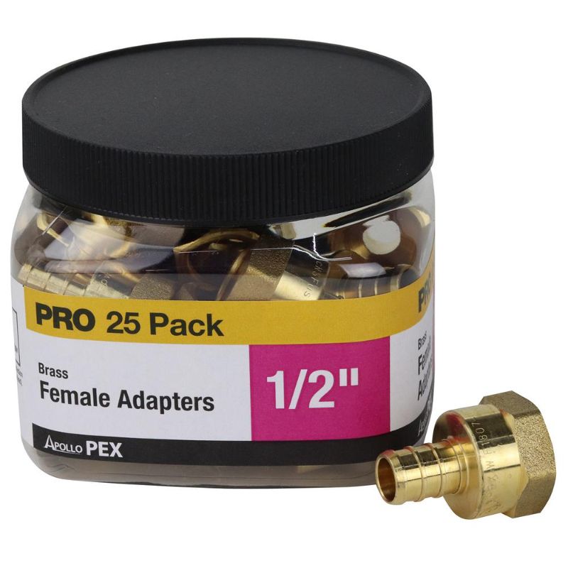 Photo 1 of 1/2 in. Brass PEX-B Barb X 1/2 in. Female Pipe Thread Adapter Pro Pack (25-Pack)
