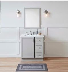 Photo 1 of **SEE NOTES****Style Selections Davies 30-in Gray Single Sink Bathroom Vanity with White Cultured Marble Top (Mirror Included)
