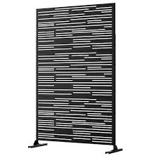 Photo 1 of 76 in. Galvanized Steel Garden Fence Outdoor Privacy Screen Garden Screen Panels Shine Pattern in Black
