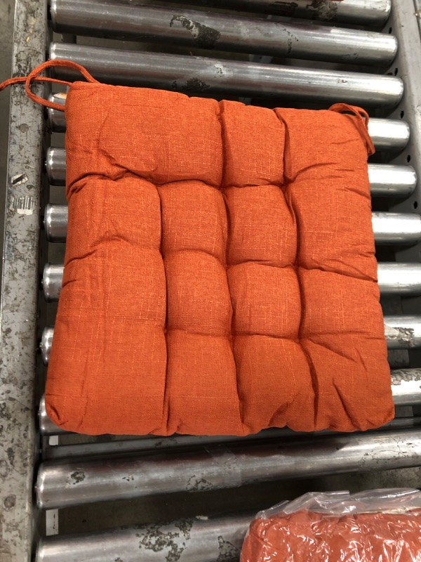 Photo 2 of  Chair Cushions, Seat Cushions, Chair Pads, Chair Mat for Indoor, Outdoor Dining Chairs, Kitchen Chairs, Dining Room Chairs (16" × 16" Orange) 