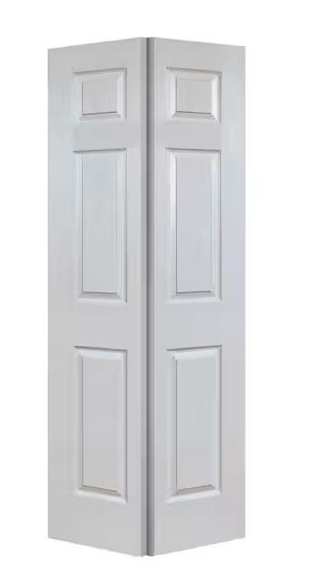 Photo 1 of ***USED - DIRTY - SCUFFED AND SCRAPED - NO PACKAGING - SEE PICTURES***
Steves & Sons 30 in. x 80 in. 6-Panel Textured Hollow Core White Primed Composite Interior Closet Bi-Fold Door