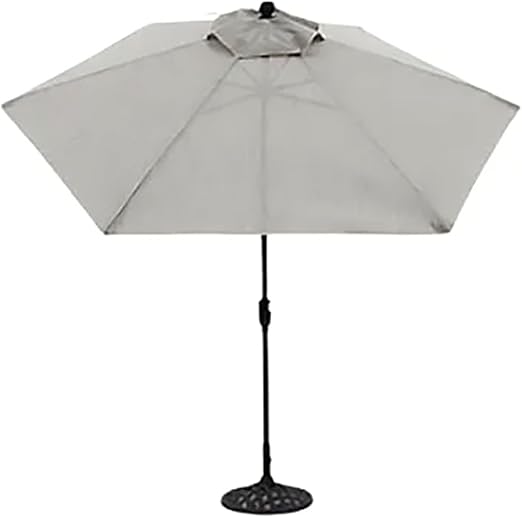 Photo 1 of 9 Foot Palermo Market Patio Umbrella Round Outdoor Backyard Shaded Canopy with Push Button Tilt and Aluminum Pole, Gray