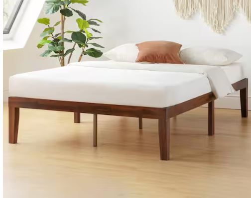 Photo 1 of 
MELLOW
Naturalista Classic Brown Espresso Solid Wood Frame Queen Platform Bed with Wooden Slats