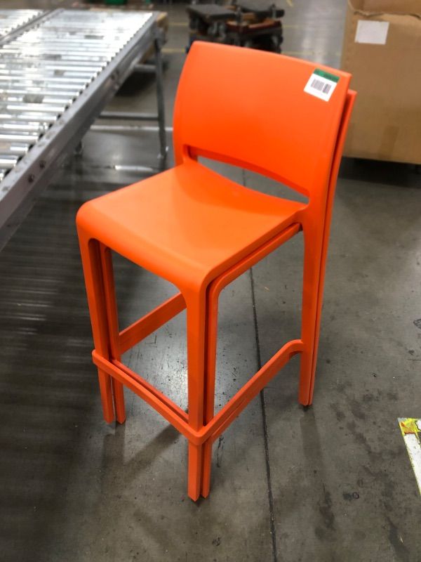 Photo 1 of 
Sensilla Orange 40.60 in. Low Back Resin Stackable Bar Stool (Set of 2)
Questions & An