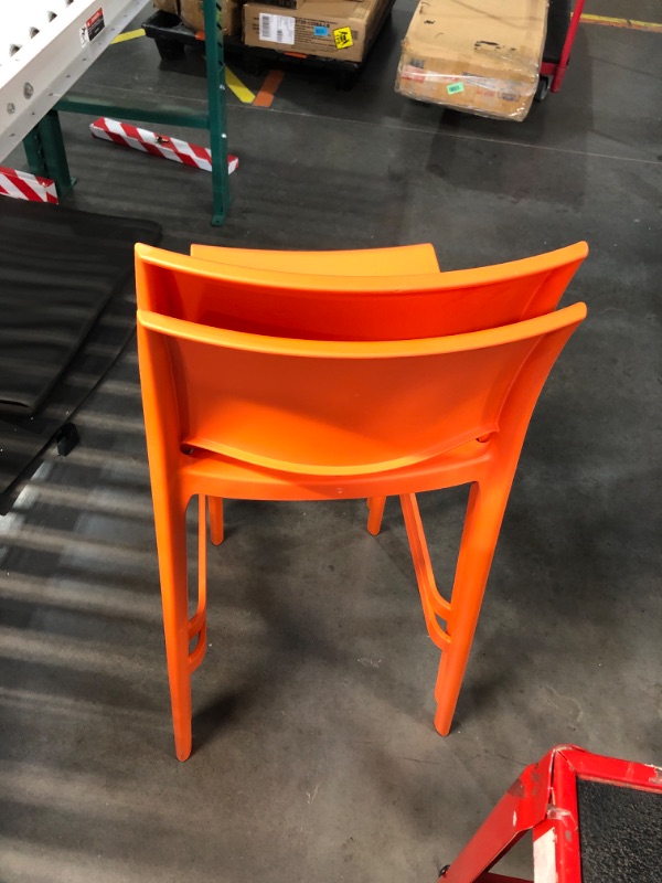 Photo 6 of 
Sensilla Orange 40.60 in. Low Back Resin Stackable Bar Stool (Set of 2)
Questions & An