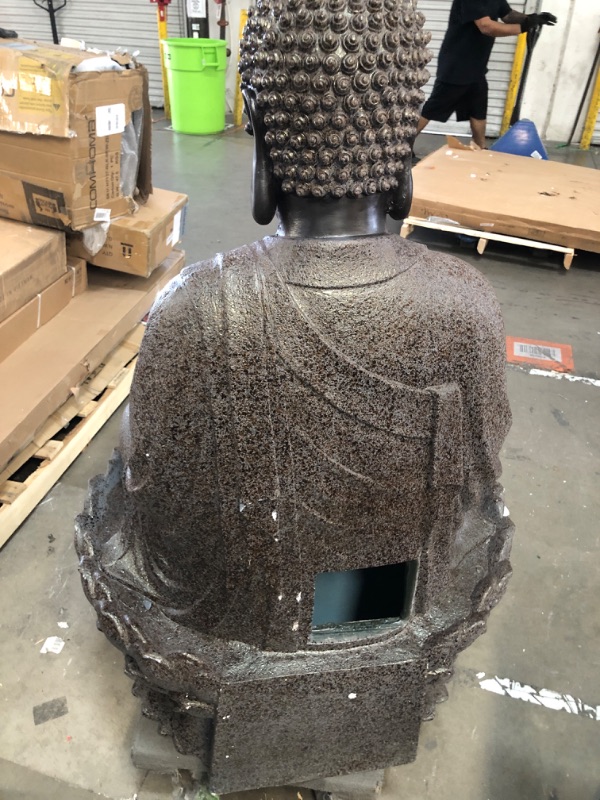 Photo 5 of Alpine Corporation 54" Resin Outdoor Buddha Zen Water Fountain with LED Lights Gray: Electric Powered, Sculptural Design