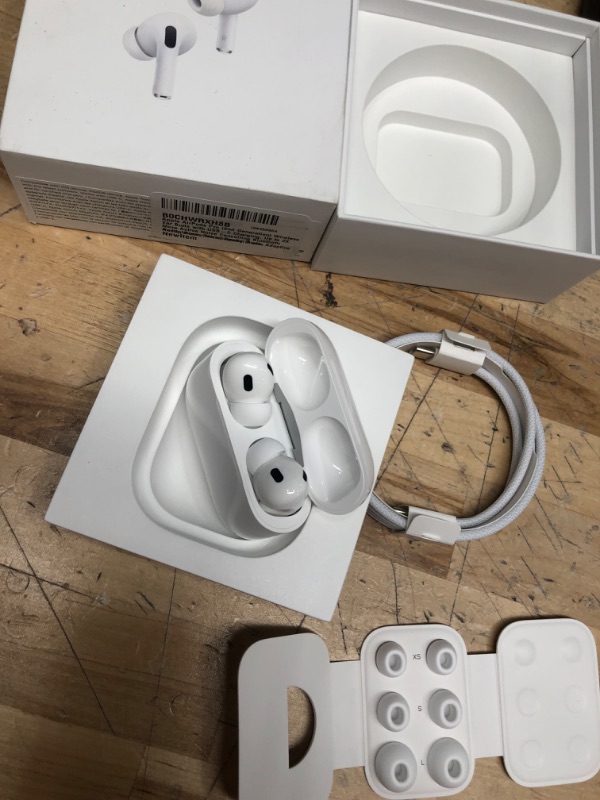 Photo 4 of **BRAND NEW , OPENED TO VERIFY CONTENTS**
Apple AirPods Pro (2nd Generation) Wireless Ear Buds with USB-C Charging, Up to 2X More Active Noise Cancelling Bluetooth Headphones, Transparency Mode, Adaptive Audio, Personalized Spatial Audio Pro Gen 2