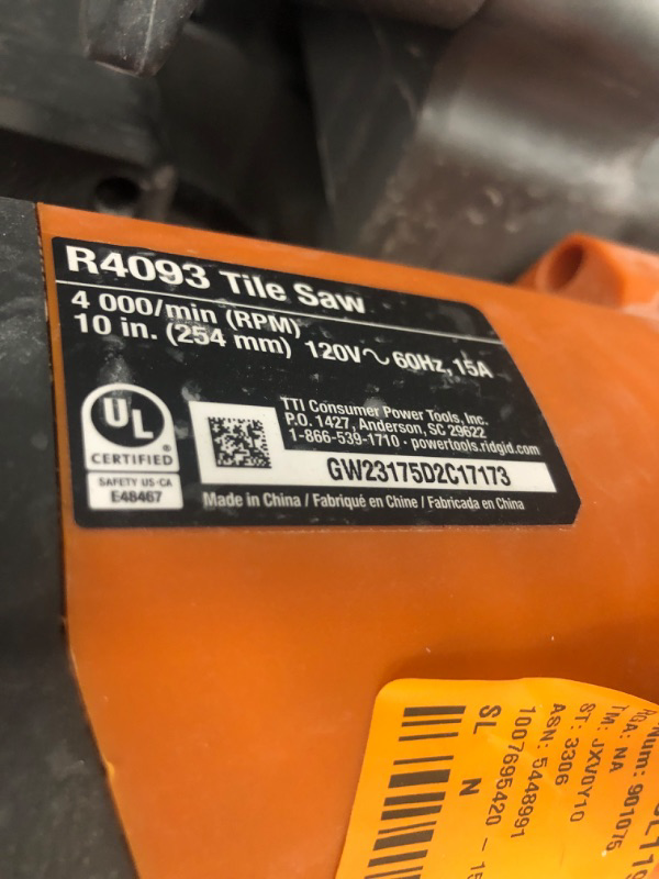 Photo 1 of 10 in. Wet Tile Saw with Stand