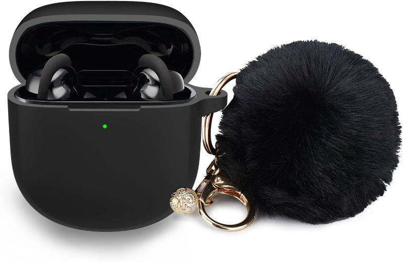 Photo 1 of * Set of 2* Black Case Cover for QuietComfort Earbuds II, Protective Silicone Exterior, with Aluminum Carabiner and Pompom for Convenient Carrying
