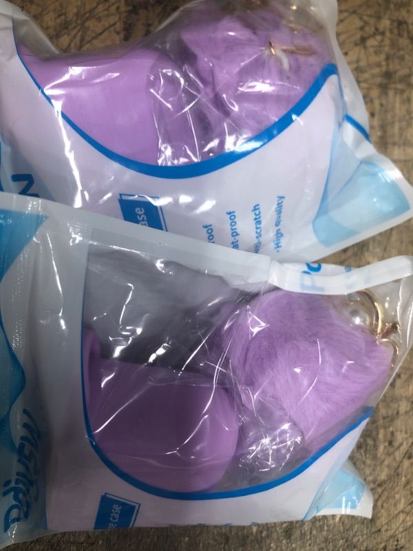 Photo 1 of * SET OF 2* PURPLE Alaskan Case for Women Cute Case Designed for AirPods Cover with Pom pom, Silicone Protective Keychain Case Compatible with AirPods 1/2, Accessories Keychain and Pom pom