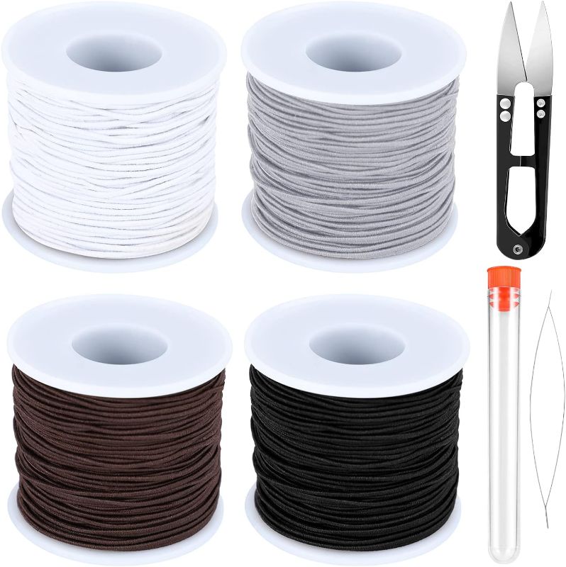 Photo 1 of 
4 Rolls 656Ft Stretchy String for Bracelets, 1mm Elastic Cord for Bracelets Making Beading Necklace Jewelry DIY, with Beaded Needle and Scissors