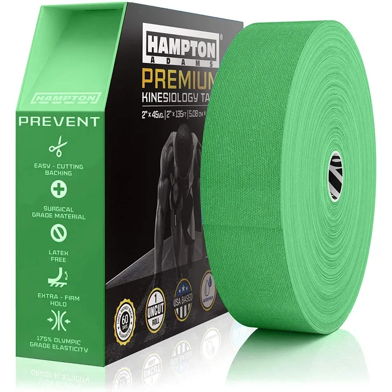 Photo 1 of (135 Feet) Bulk Kinesiology Tape Waterproof Roll Sports Therapy Support for Knee, Muscle, Wrist, Shoulder, Back/Original Uncut Premium Therapeutic Elastic & Hypoallergenic Cotton - (Green)