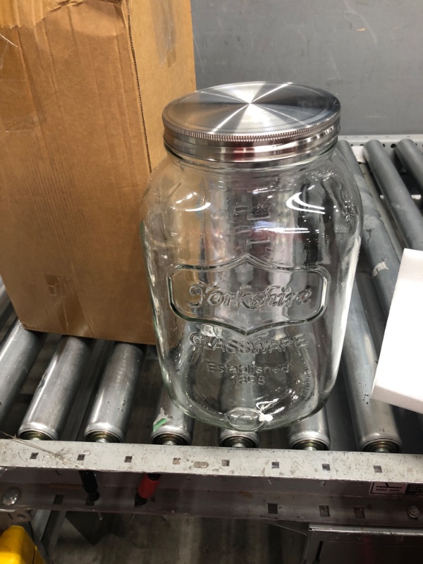 Photo 2 of **MISSING NOZZLE**  2 Gallon Glass Drink Dispensers for Parties, Sun Tea Glass Jar for Outside Beverage Dispenser with Lid, Fruit Infuser, 2 Press Type Spigots-Easy for kids, Beverage Dispensers-Mason Jar Drink Dispenser