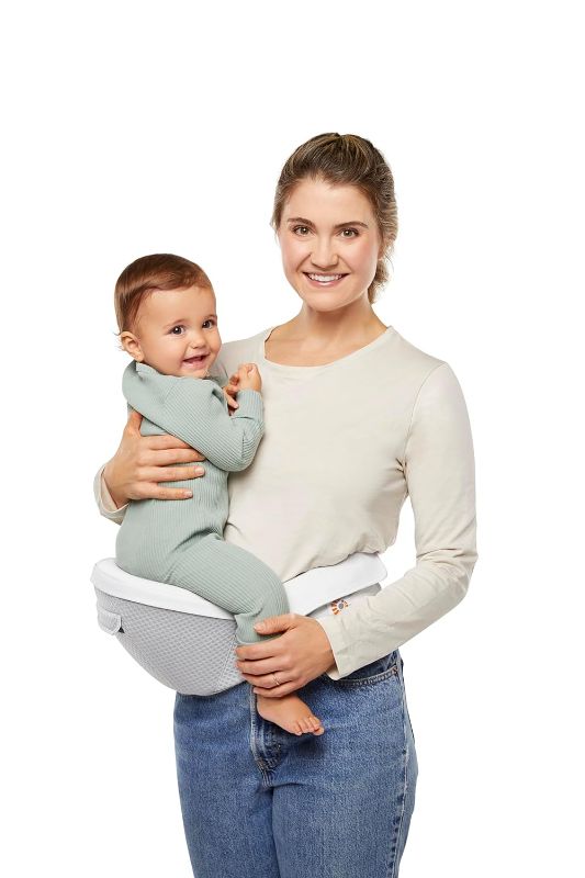 Photo 1 of (READ FULL POST) Ergobaby All Carry Positions Baby Carrier Hip Seat with Enhanced Lumbar Support (7-45 Lb), Alta Hip Seat, Pearl Grey
