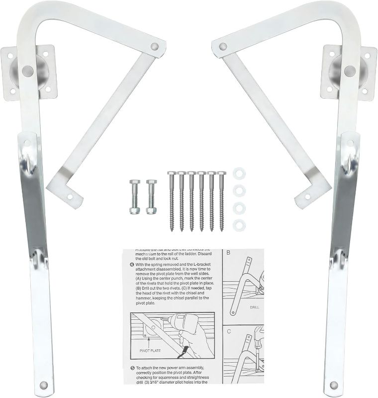 Photo 1 of Attic Ladder Hinge Arms Compatible with Werner Mk5, WU2210, W2208, W2210, Suitable for Werner Attic Ladders Manufactured After 2010, Heavy Duty Thick Galvanized Material
