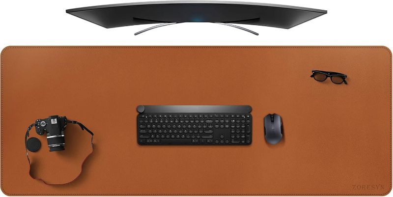 Photo 1 of 5XL Huge size Mouse Pads (63" x 24") - PU Leather Extended Large Gaming Mousepad Desk Mat - Nonslip Base and Waterproof Desktop Keyboard Extended Mouse Mat (Light Brown, 5XL - Huge size)