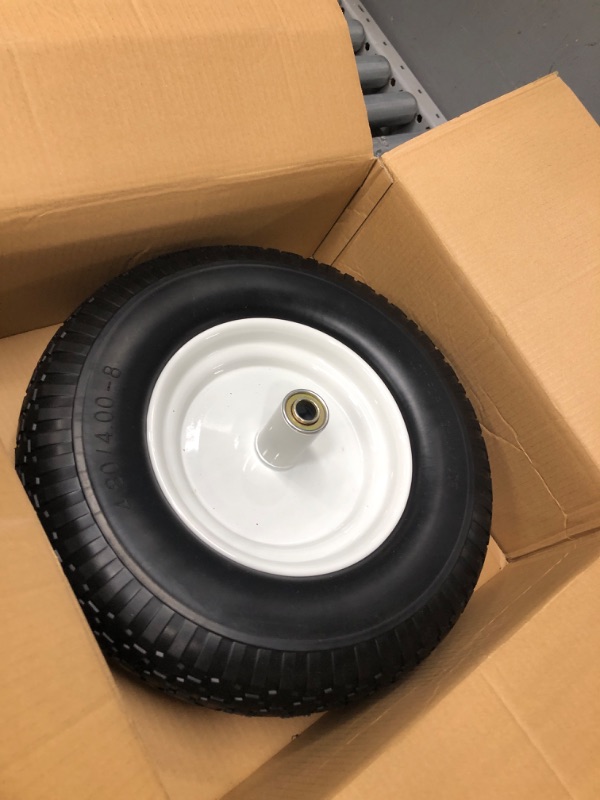 Photo 2 of 4.80/4.00-8" Flat-Free Tire and Wheel 16" Solid Wheelbarrow Tire, 6" Centered Hub, 5/8" Axle Bore Hole for Wheel Barrow Garden Utility Cart, Universal Replacement