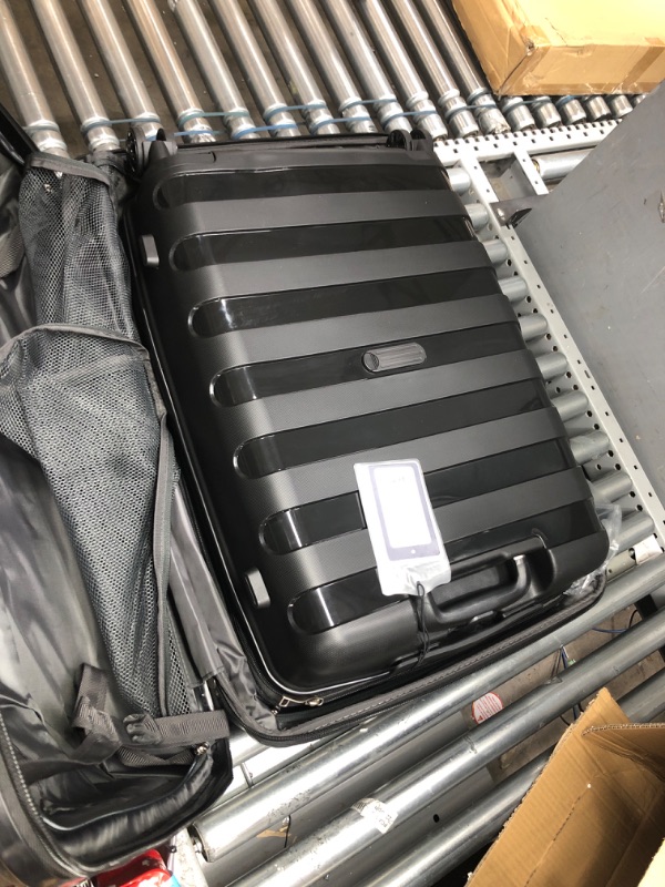 Photo 1 of 3-Piece PP Luggage Set with TSA Locks, Expandable, and Friction-Resistant in black - Includes 20", 24" & 28" Spinner Suitcases Black color 3-pc Set (20/24/28)