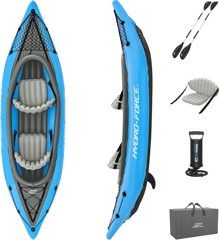 Photo 1 of ***USED - LIKELY MISSING PARTS - UNABLE TO CHECK FOR LEAKS***
Bestway Hydro-Force 2-Person Cove Champion Inflatable Kayak Set | Includes Kayak, 2 Aluminum Paddles, Hand Pump, 2 Fins, and Carry Bag